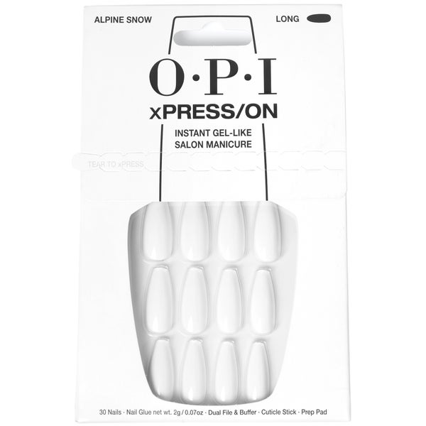 OPI xPRESS/ON - Alpine Snow - LONG Press On Nails Gel-Like Salon Manicure