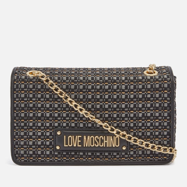 Love Moschino Mademoiselle Raffia and Faux Leather Bag