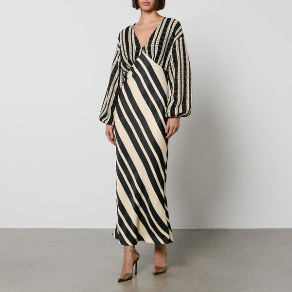 Never Fully Dressed Emma Satin and Crotchet Maxi Dress