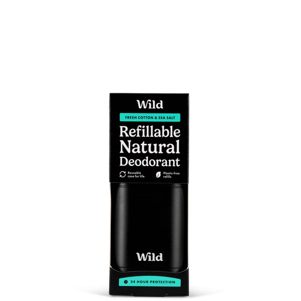 مزيل العرق بالقطن الطازج وملح البحر للرجال من Wild في عبوة لونها أسود بوزن 40 جم