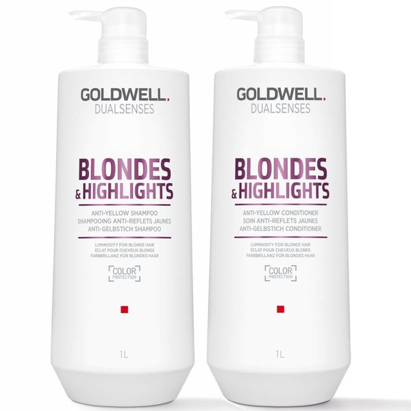Goldwell Dualsenses Blondes and Highlights Anti-Yellow Shampoo and Conditioner 1L Duo
