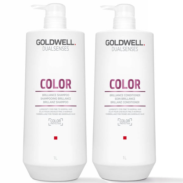 Goldwell Dualsenses Color Brilliance Shampoo And Conditioner, Anti-Colour Fading For Fine To Medium Hair 1L Duo (Worth £101)