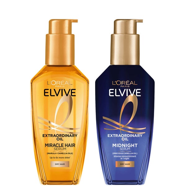 L'Oréal Paris Elvive Extraordinary Oil Nourished Hair Treatment Day and Night Routine Set for Dry Hair