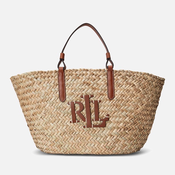 Lauren Ralph Lauren Shelbie Leather-Trimmed Sea Grass Medium Tote Bag