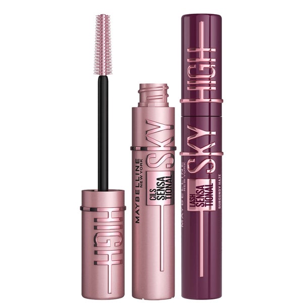 Maybelline Lash Sensational Sky High Mascara Bundle - Black and Burgundy Haze