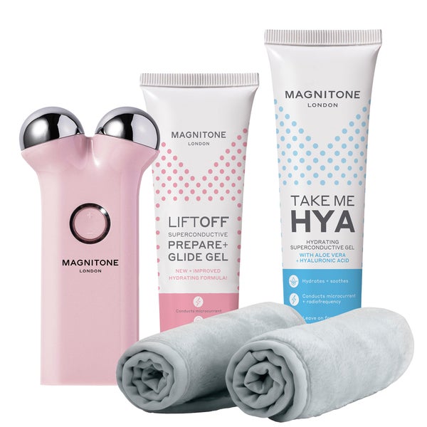 MAGNITONE London LiftOff Microcurrent Device, Take Me Hya Gel and WipeOut Cloth Bundle