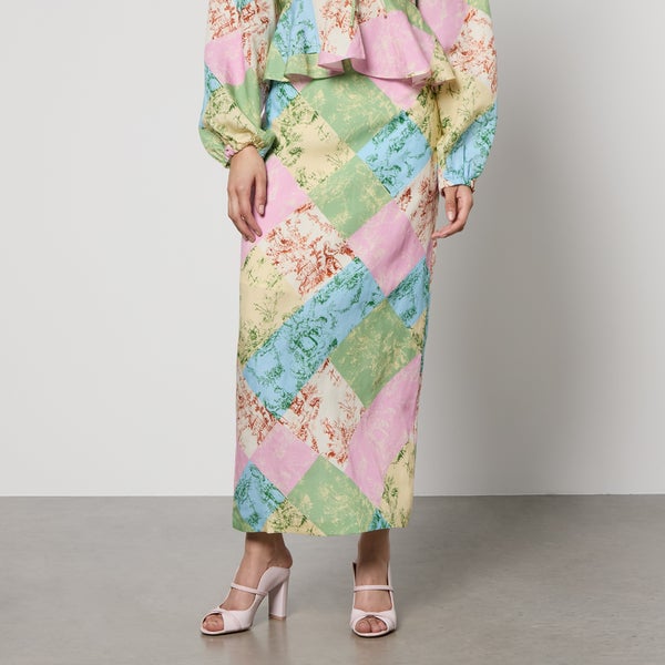 Kitri Laurel Toile De Jouy Lyocell-Blend Skirt