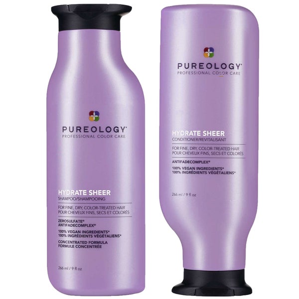 Pureology Hydrate Sheer Shampoo and Conditioner Bundle for Fine, Dry Hair, Sulphate Free for a Gentle Cleanse