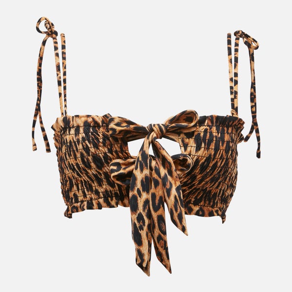 Damson Madder Lexie Leopard Shirred Bikini Top
