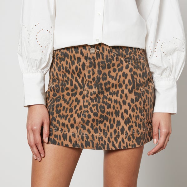 Damson Madder Lily Carpenter Leopard-Print Denim Skirt