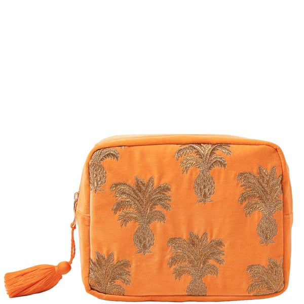 Elizabeth Scarlett Pineapple Velvet Wash Bag - Orange