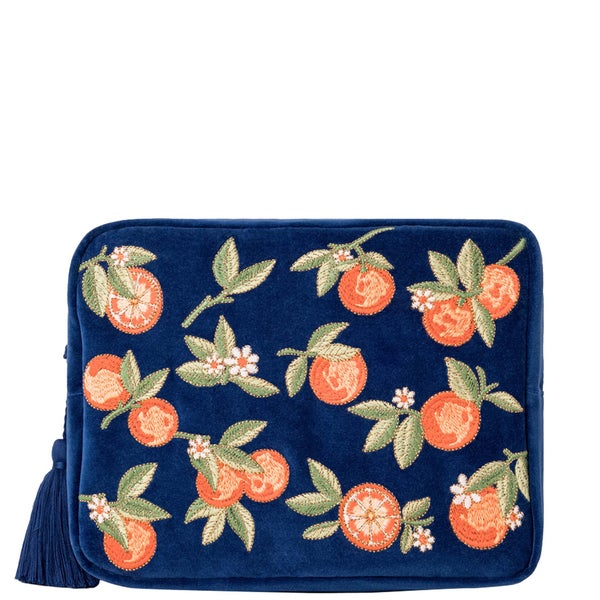 Elizabeth Scarlett Orange Blossom Cobalt Velvet Wash Bag