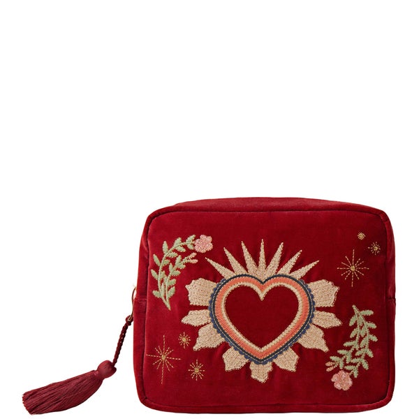 Elizabeth Scarlett Sacred Heart Rouge Velvet Wash Bag