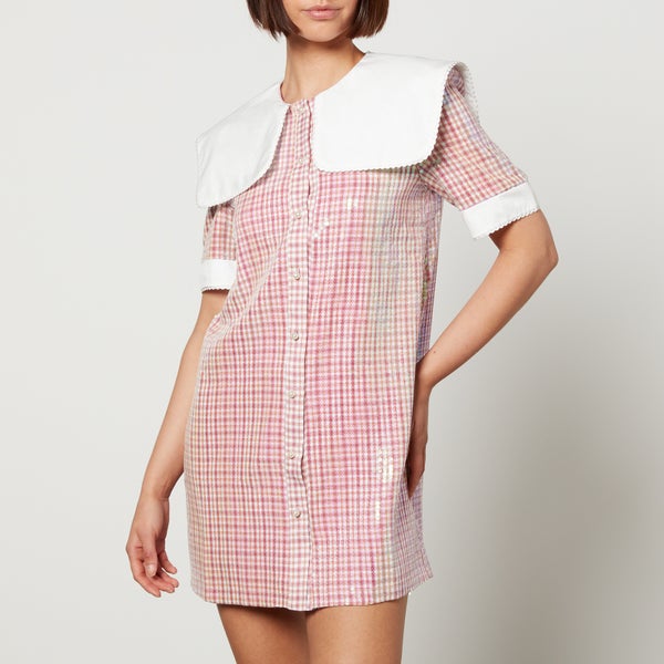 Sister Jane Toffee Sequin Checked Mini Dress