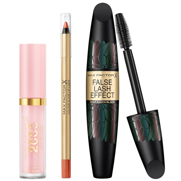 Max Factor Lip Gloss, Lip Liner and Mascara Bundle (Various Shades)