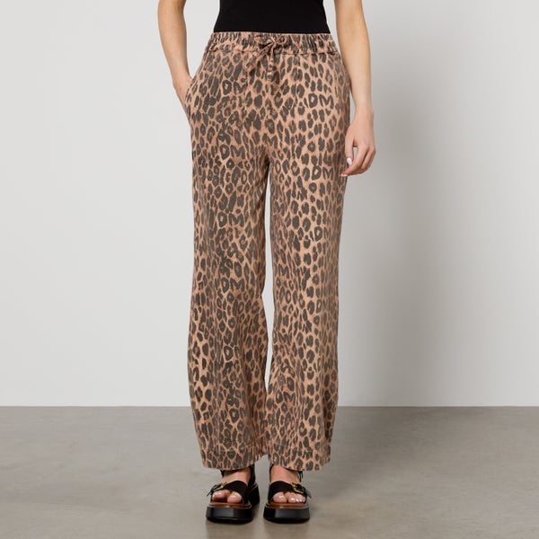 Damson Madder Rafe Leopard-Print Denim Trousers