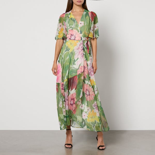 Hope & Ivy Amira Floral-Print Chiffon Wrap Dress