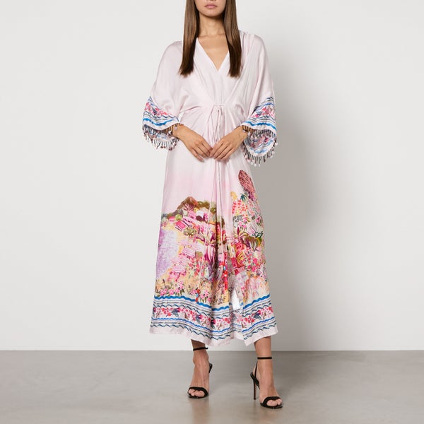 Hope & Ivy Libby Printed Satin Kimono Dress