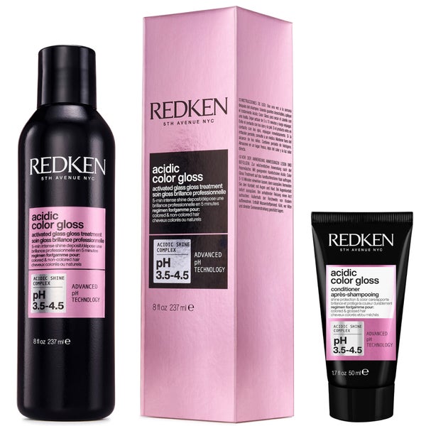 Redken Acidic Color Gloss Activated Glass Gloss Treatment 237ml and Conditioner Mini 50ml, Glass-Like Shine (Worth £36.78)