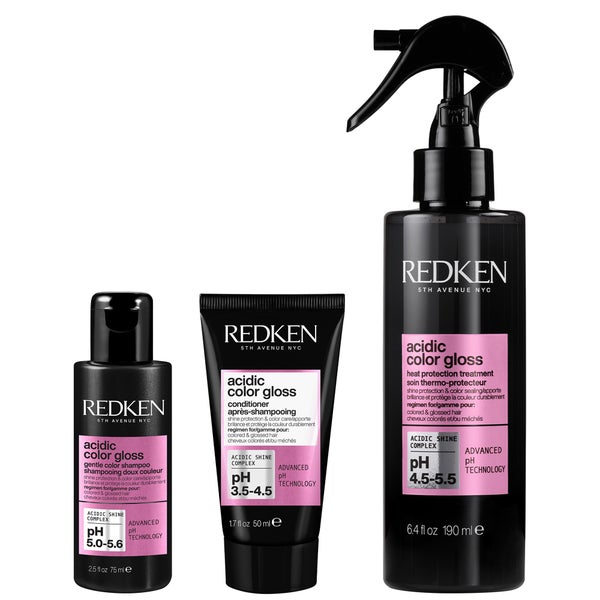 Redken Acidic Color Gloss Shampoo Mini 75ml, Conditioner Mini 50ml and Heat Protection Treatment 190ml (Worth £36.41)