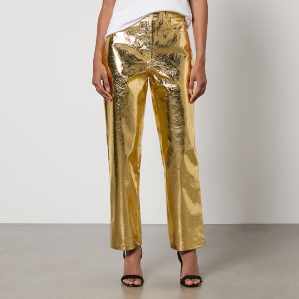 Amy Lynn Lupe Textured Faux Leather Straight-Leg Trousers