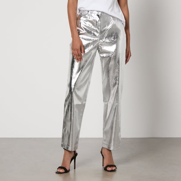 Amy Lynn Lupe Textured Faux Leather Straight-Leg Trousers