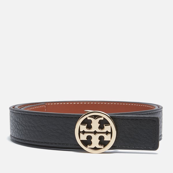 Tory Burch Women's 1" Miller Reversible Belt - Black/Classic Cuoio/Gold