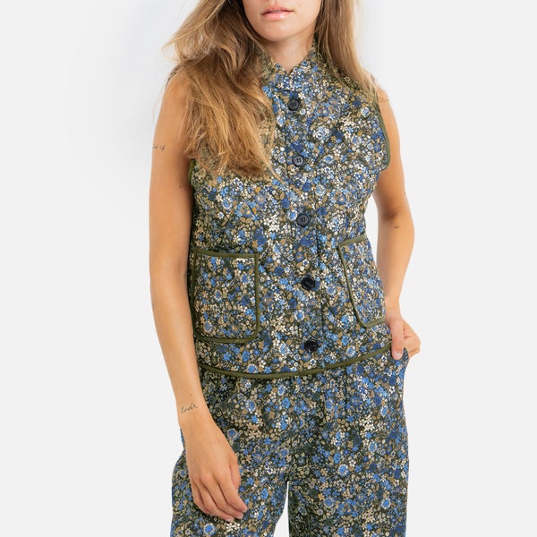 Lollys Laundry Cairo Floral-Print Quilted Cotton-Shell Vest