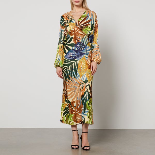 Never Fully Dressed Emma Floral-Print Satin Dress