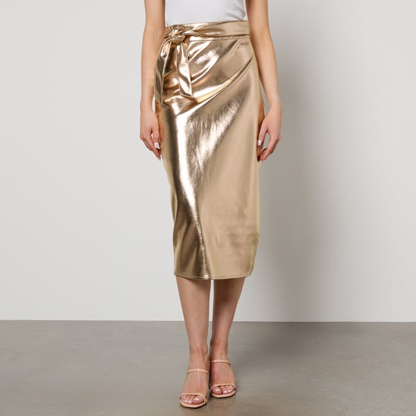 Never Fully Dressed Jaspre Faux Leather Midi Skirt