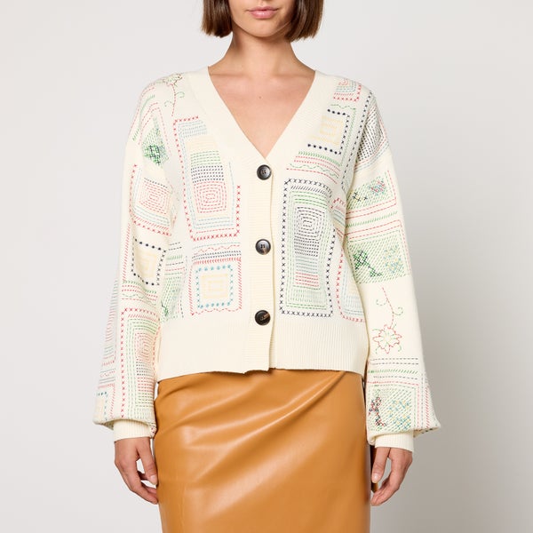 Never Fully Dressed Work Embroidered Knit Cardigan