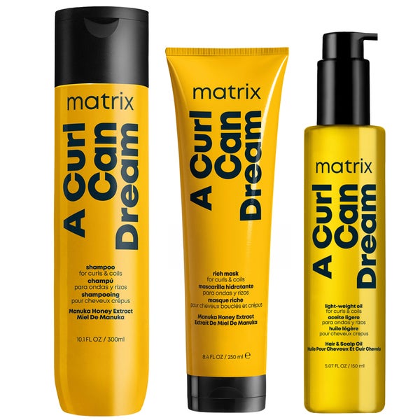 Matrix A Curl Can Dream Cleansing Shampoo 300ml, Hair Mask 250ml and Moisturising Hair Oil 150ml Bundle for Curls and Coils