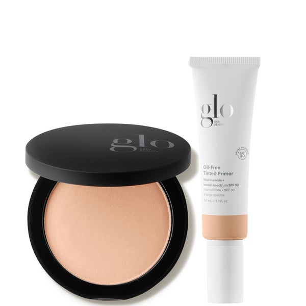 Glo Skin Beauty Pressed Base Powder Foundation and Oil-Free Tinted Primer SPF 30 Bundle (Various Shades)