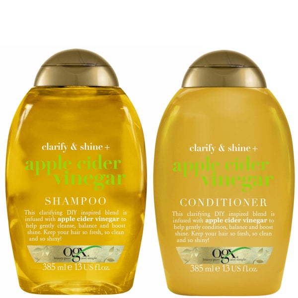 OGX Clarify and Shine+ Apple Cider Vinegar Shampoo and Conditioner Bundle for Cleansed Hair