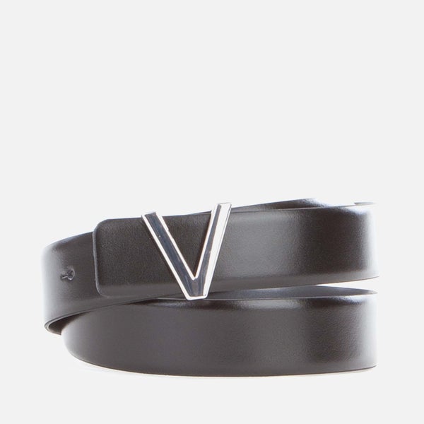 Valentino Dario Leather Logo Plaque Belt