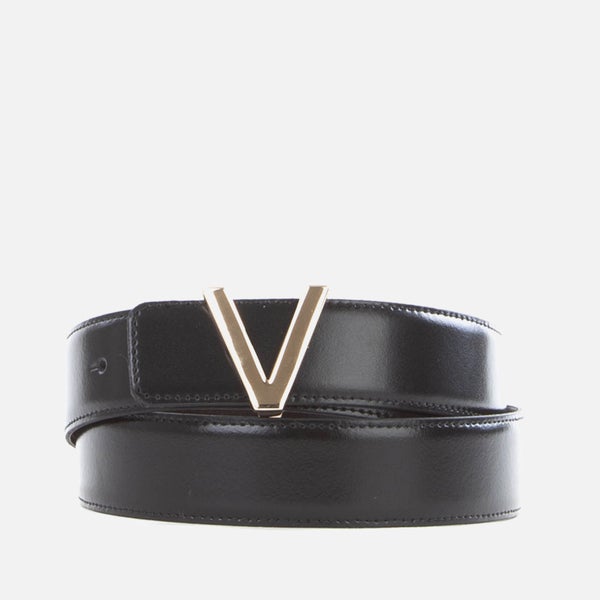 Valentino Dario Leather Logo Plaque Belt