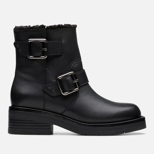 Clarks Women's Rebelle Buckle Leather Biker Boots