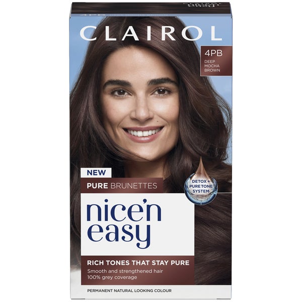 Clairol Nice&apos;n Easy Crème, Pure Brunettes Permanent Hair Dye, 4PB Deep Mocha Brown