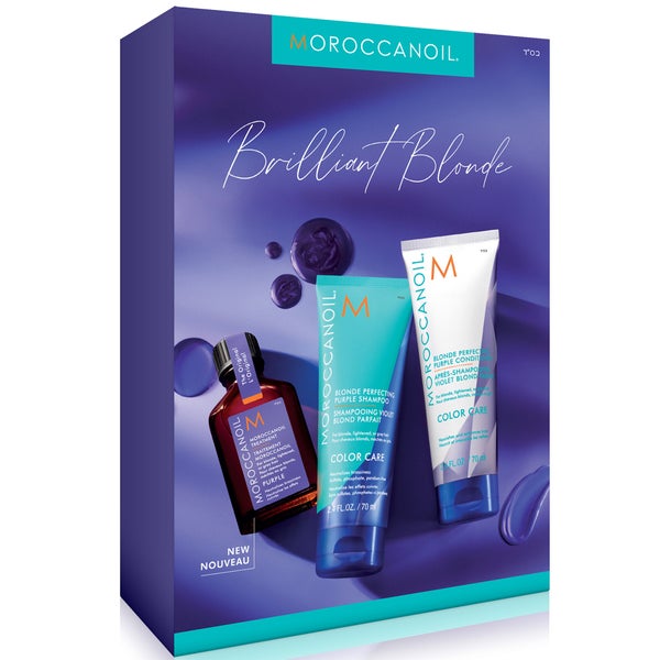 Moroccanoil Blonde Perfecting Shampoo and Conditioner with Moroccanoil Treatment Purple