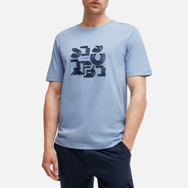 BOSS Green Men's Tee 4 T-Shirt - Open Blue