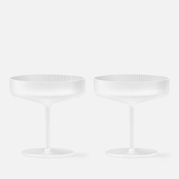 Ferm Living Ripple Champagne Saucers - Set of 2 - Frosted