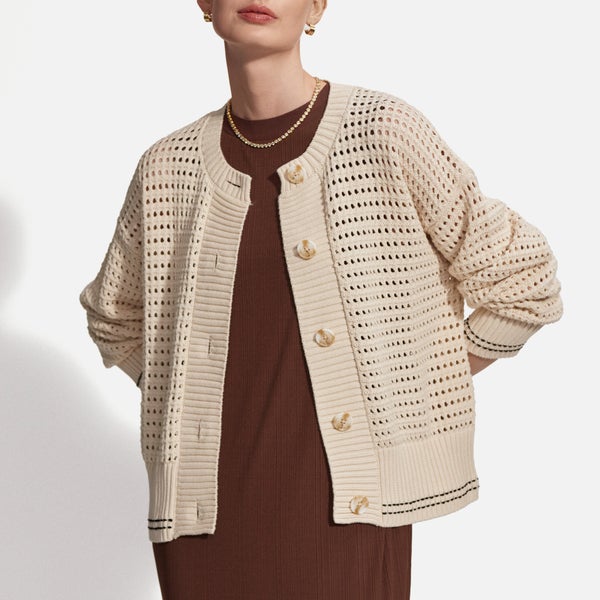 Varley Kris Relaxed Open-Knit Cotton Cardigan