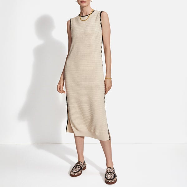 Varley Dwight Cotton Waffle-Knit Tank Midi Dress