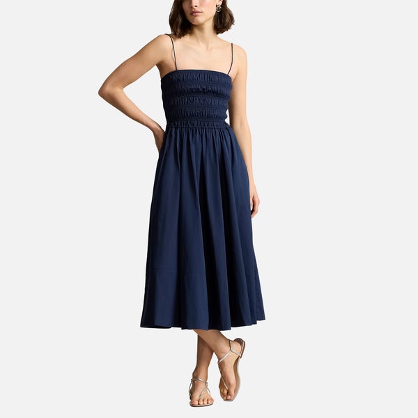 Polo Ralph Lauren Smocked Cotton Midi Dress