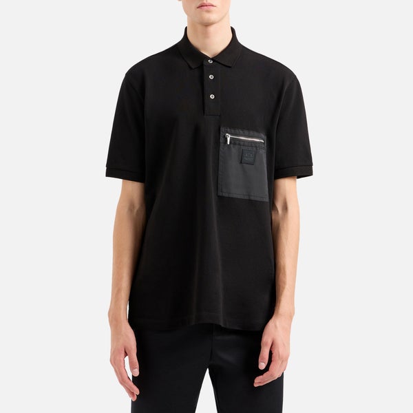Armani Exchange Black Edition Cotton-Piqué Polo Shirt