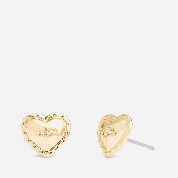 Coach H&C Heart Stud Gold-Toned Earrings