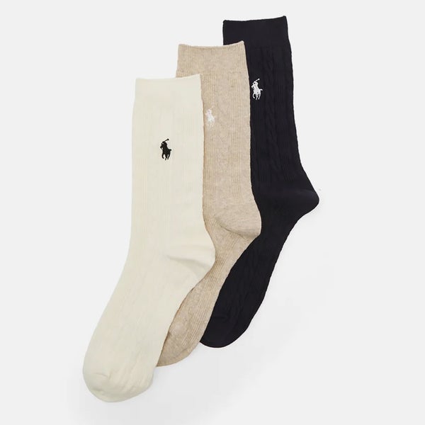 Polo Ralph Lauren Women's Knit Crew Sock 3-Pack - Navy Assorted