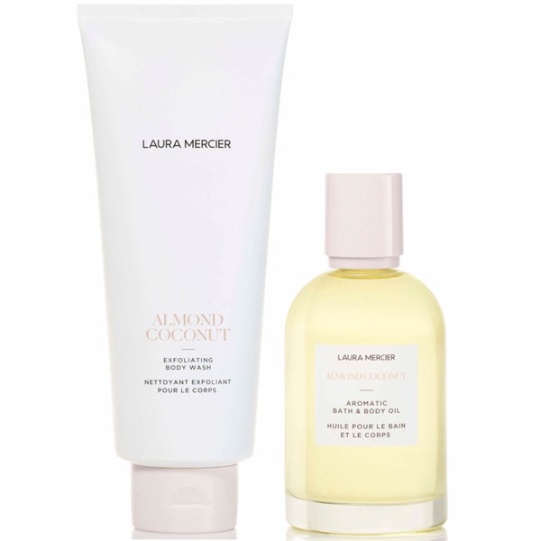 Laura Mercier Almond Coconut Exfoliating Body Wash and Bath and Body Oil Bundle