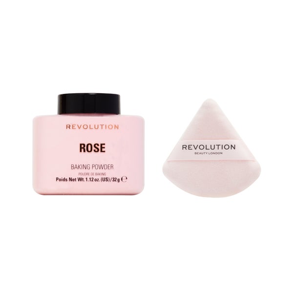 Makeup Revolution Baking Powder and Powder Puff Duo - Rose