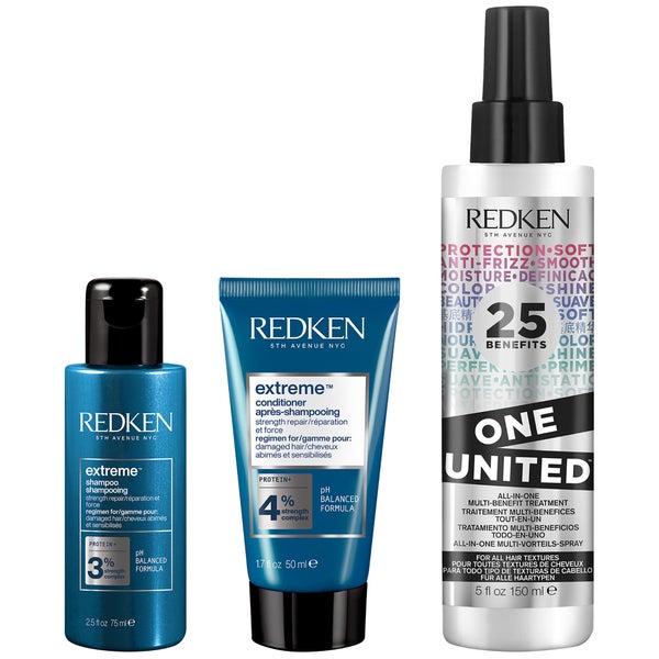 Redken Extreme Shampoo and Conditioner with One United Multi-Benefit Spray Bundle for Damaged Hair